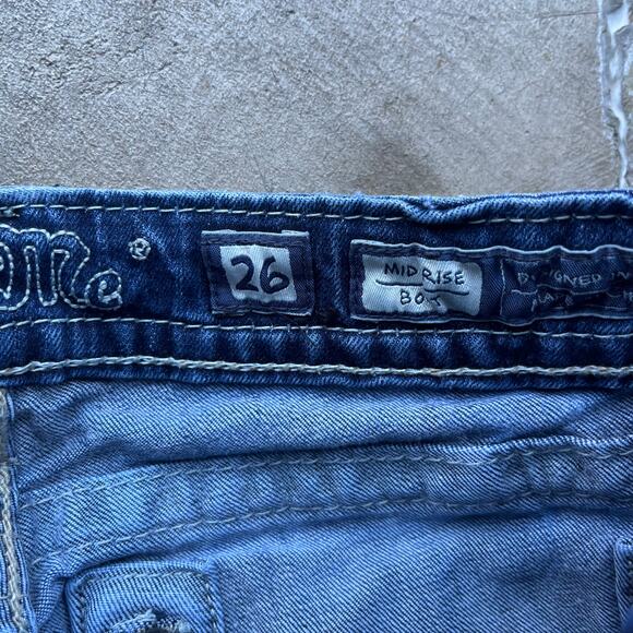 VINTAGE MISS ME MIDRISE BOOTCUT JEANS Y2K GLITTER 26X32 - Picture 4 of 6